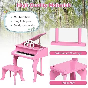COSTWAY キッズ用ピアノ 30鍵 ピアノセット スツール付き 楽譜台付き Costway Grand Wood Toddler Piano 30 Key Keyboard, Children's